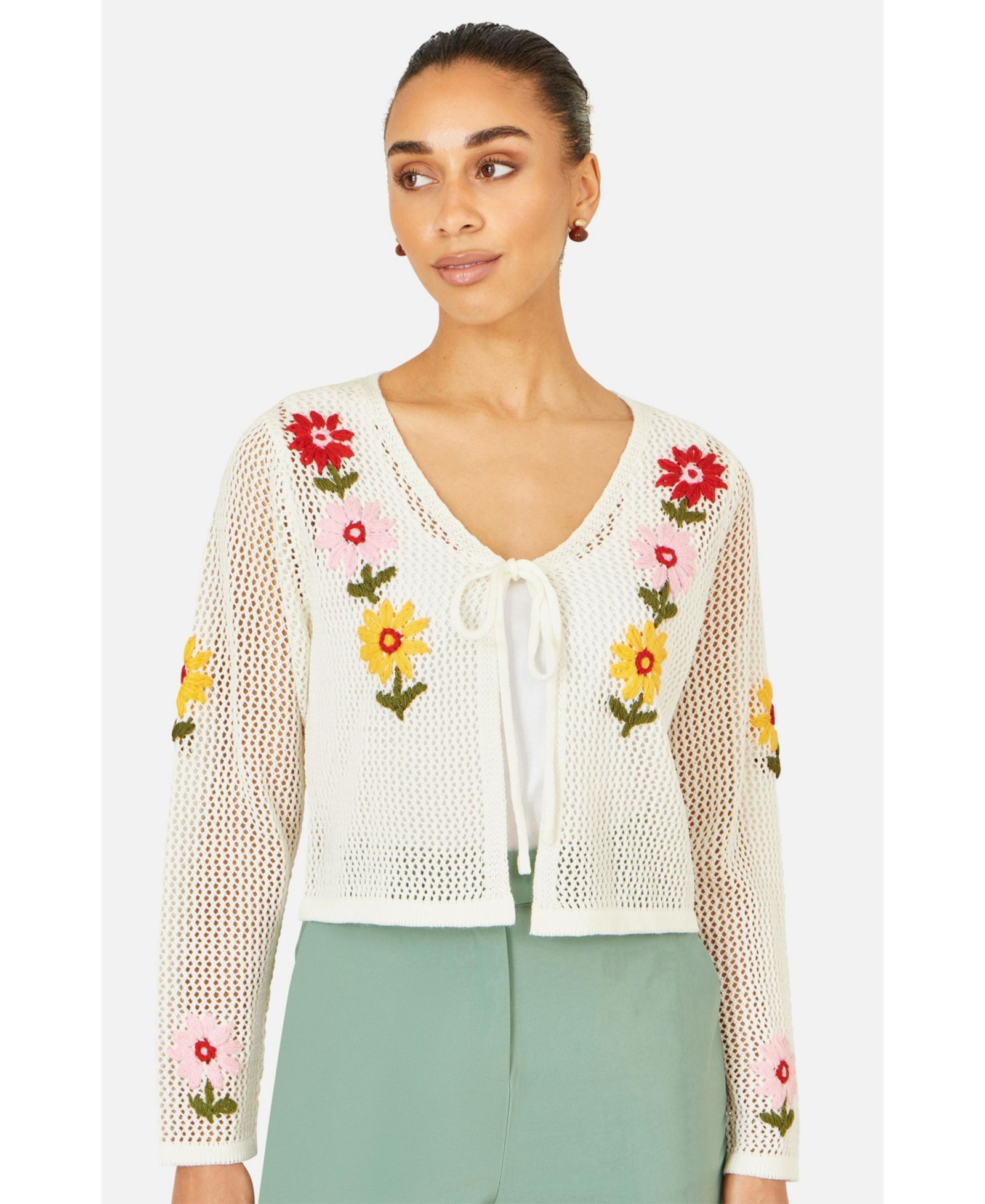 Женский кардиган Yumi Crochet Embroidered Flower