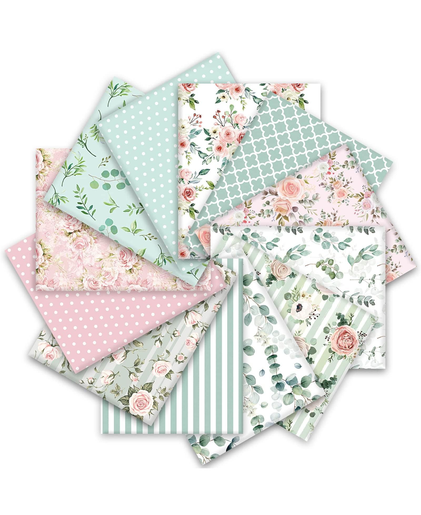 Ткань для квилтинга GNUADZ 12pcs 18x22 Spring Cotton Fat Quarters Floral Greenery Printed Patchwork Sewing DIY Crafting Home Decor