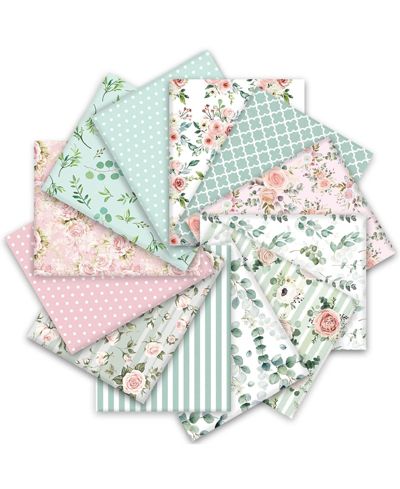 Ткань для квилтинга GNUADZ 12pcs 18x22 Spring Cotton Fat Quarters Floral Greenery Printed Patchwork Sewing DIY Crafting Home Decor