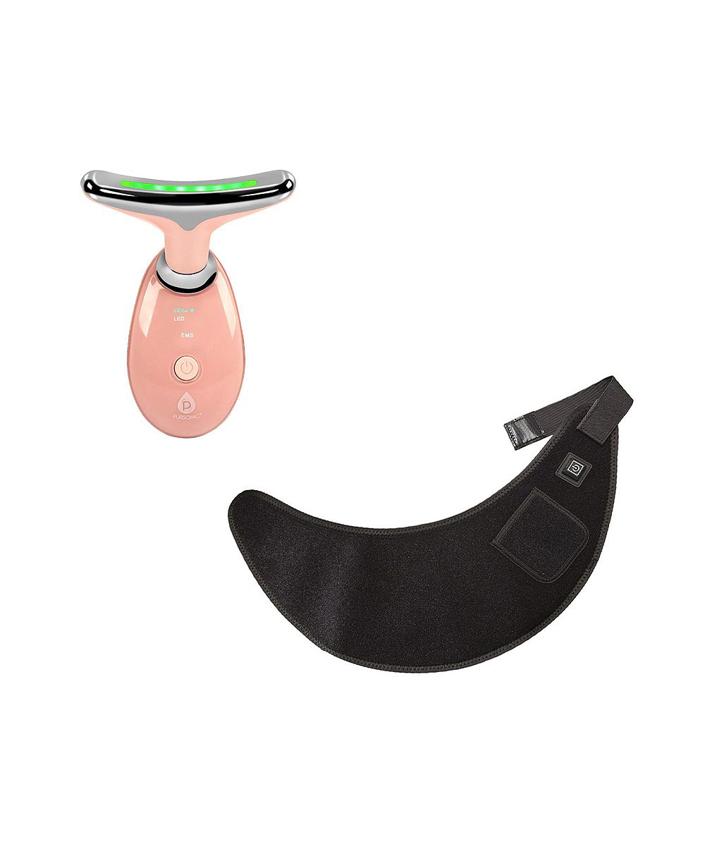 PURSONIC Total Neck and Face Rejuvenation: Red Light Therapy Neck Wrap and 7-in-1 Sculpting Wand