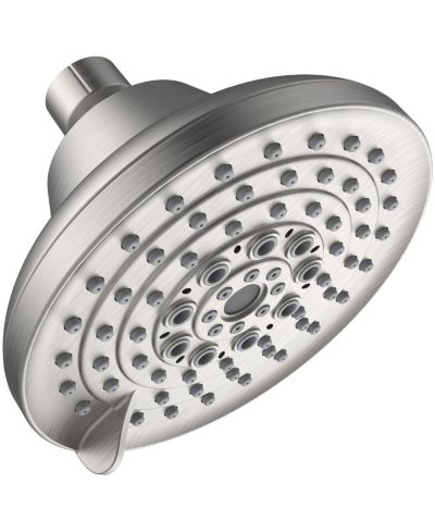BUSDAYS 5 Inch Brushed Nickel High Pressure Fixed Shower Head 6 Spray Settings Rain Showerhead with Anti Clogging Nozzles Low Flow Easy Install