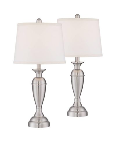 Regency Hill Carlton Blair High Traditional Table Lamps Set of 2 WiFi Smart Socket Brushed Nickel Finish Metal