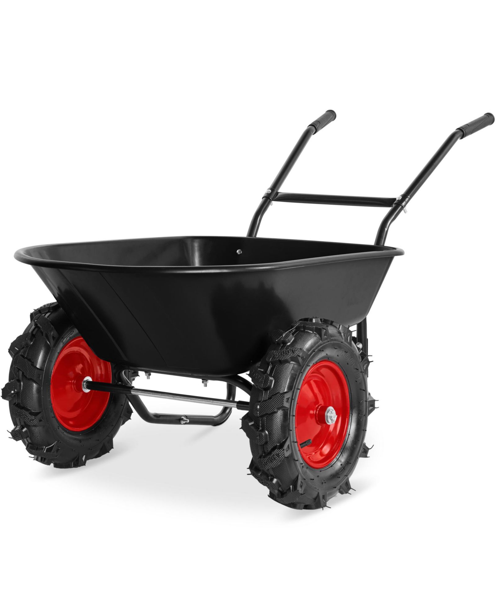 Best Choice Products Heavy Duty Dual-Wheel Wheelbarrow Garden Cart w/Built in Stand, 500lb Capacity, Extra Large Wheels