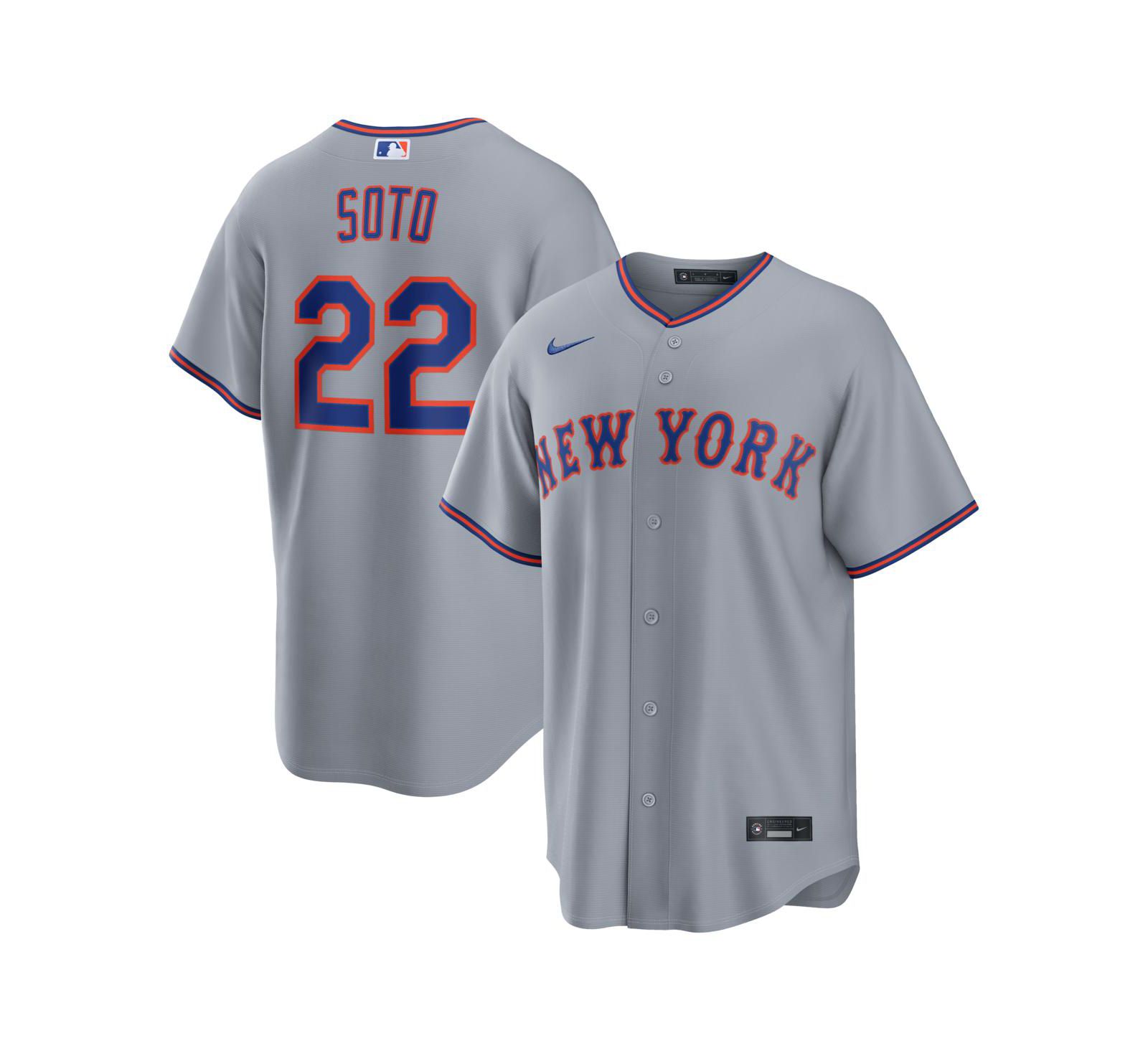 Мужская реплика джерси Nike Juan Soto Gray New York Mets Road