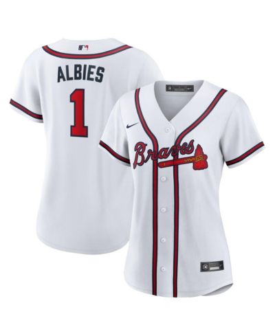 Женская джерси Nike Ozzie Albies White Atlanta Braves Home Replica