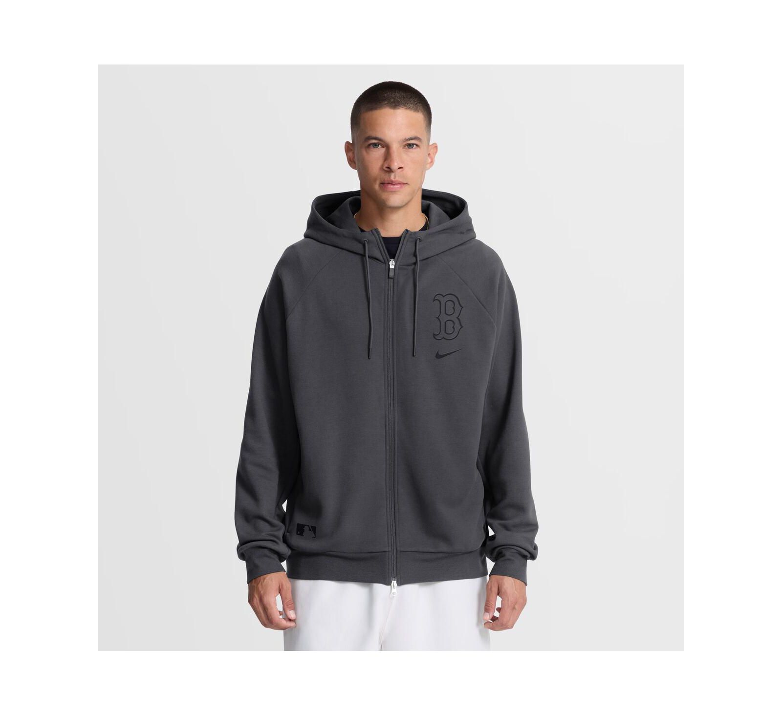 Nike Men's Anthracite Boston Red Sox Authentic Collection Player Raglan Dri-FIT Full-Zip Hoodie