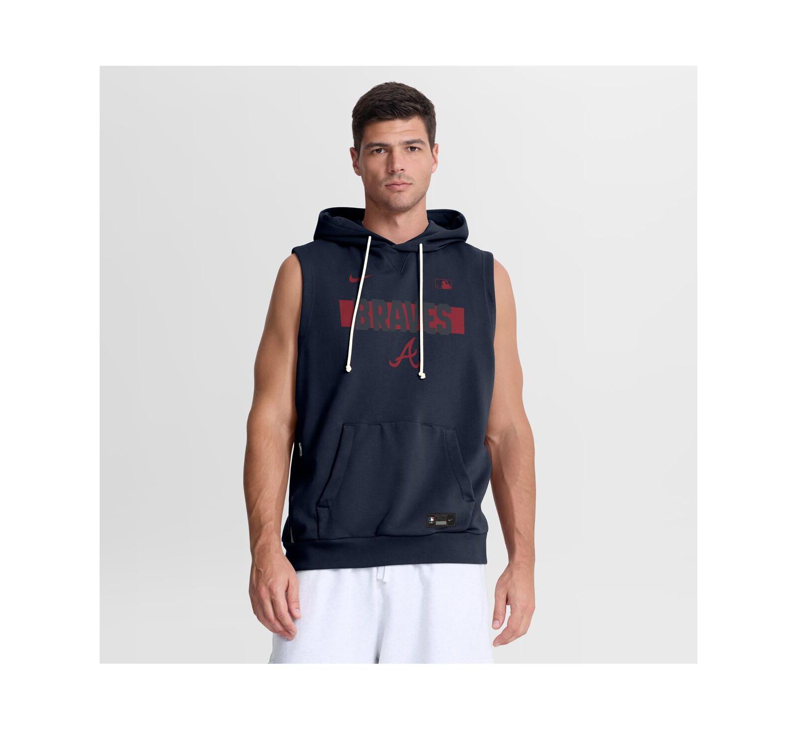 Nike Men's Navy Atlanta Braves Authentic Collection Standard Issue Dri-FIT Sleeveless Hoodie