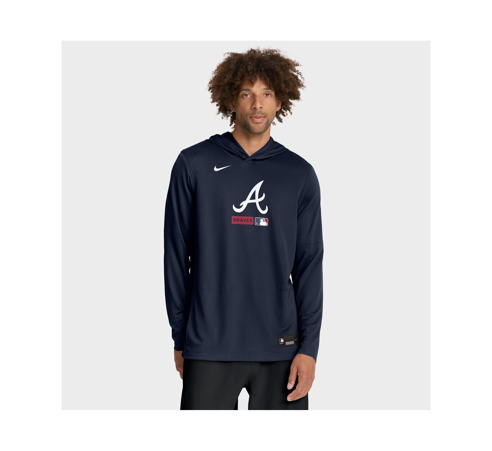 Nike Men's Navy Atlanta Braves Authentic Collection Dri-FIT Long Sleeve Hoodie