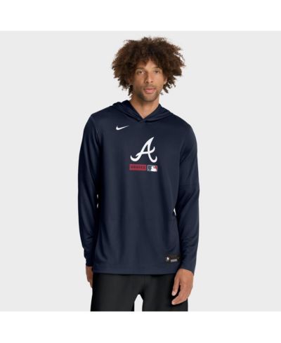Nike Men's Navy Atlanta Braves Authentic Collection Dri-FIT Long Sleeve Hoodie