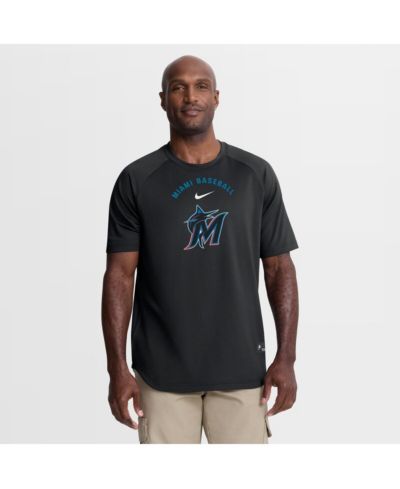 Nike Men's Black Miami Marlins Authentic Collection Batting Practice Pre-Game Raglan Dri-FIT T-Shirt