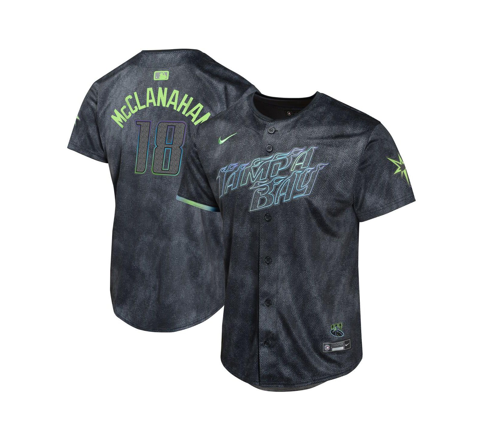 Nike Джерси Shane McClanahan Tampa Bay Rays 2024 City Connect Limited для мальчиков и девочек, угольный цвет