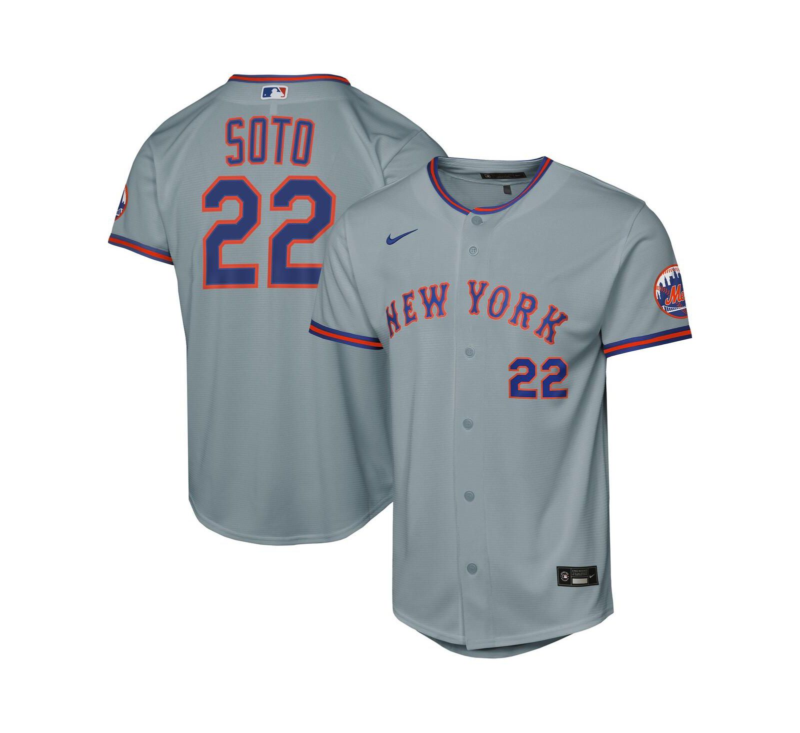 Nike джерси Juan Soto New York Mets Stadium Player для мальчиков и девочек, серая