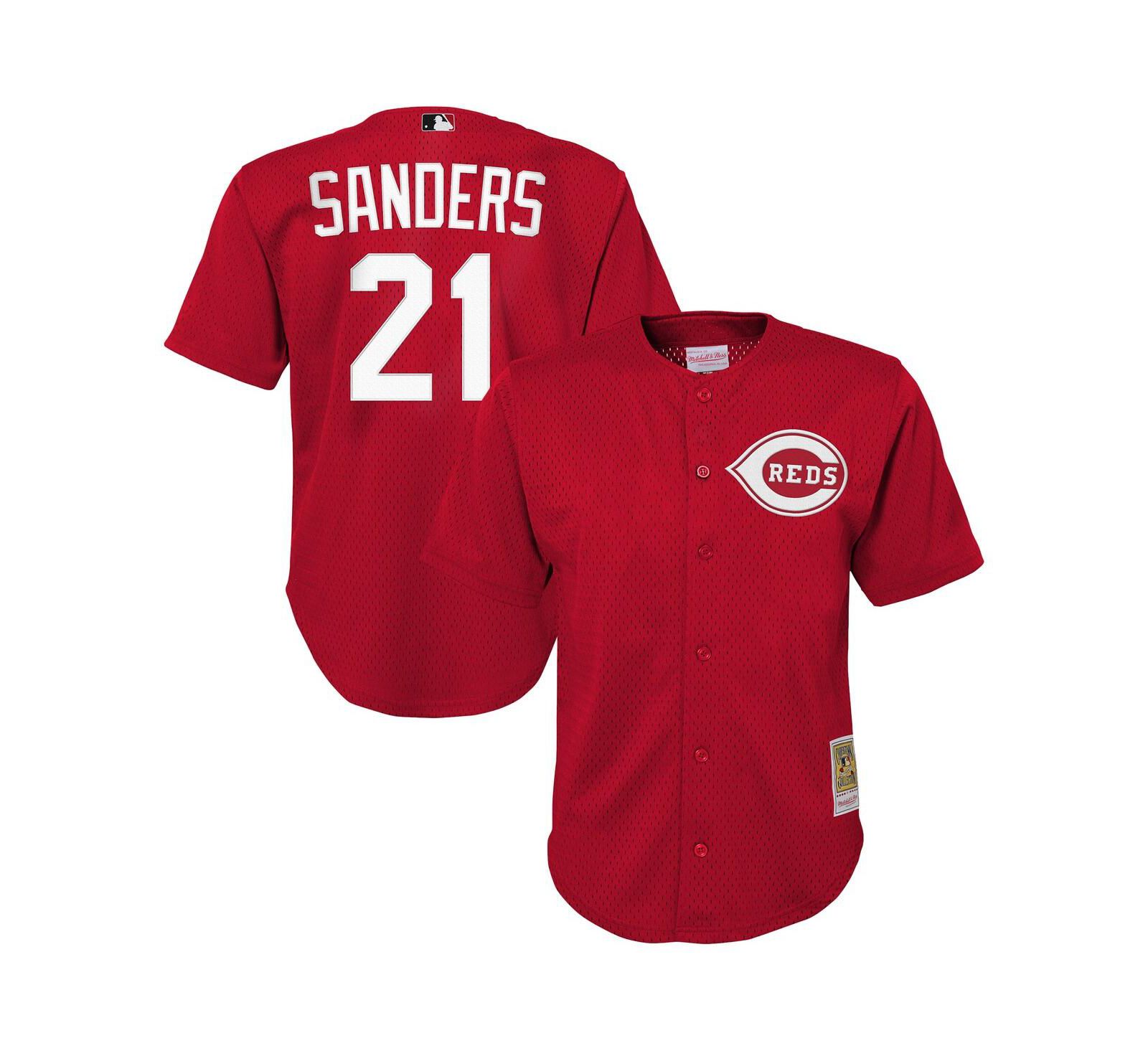 Детская джерси Mitchell & Ness Deion Sanders Red Cincinnati Reds Cooperstown Mesh Batting Practice