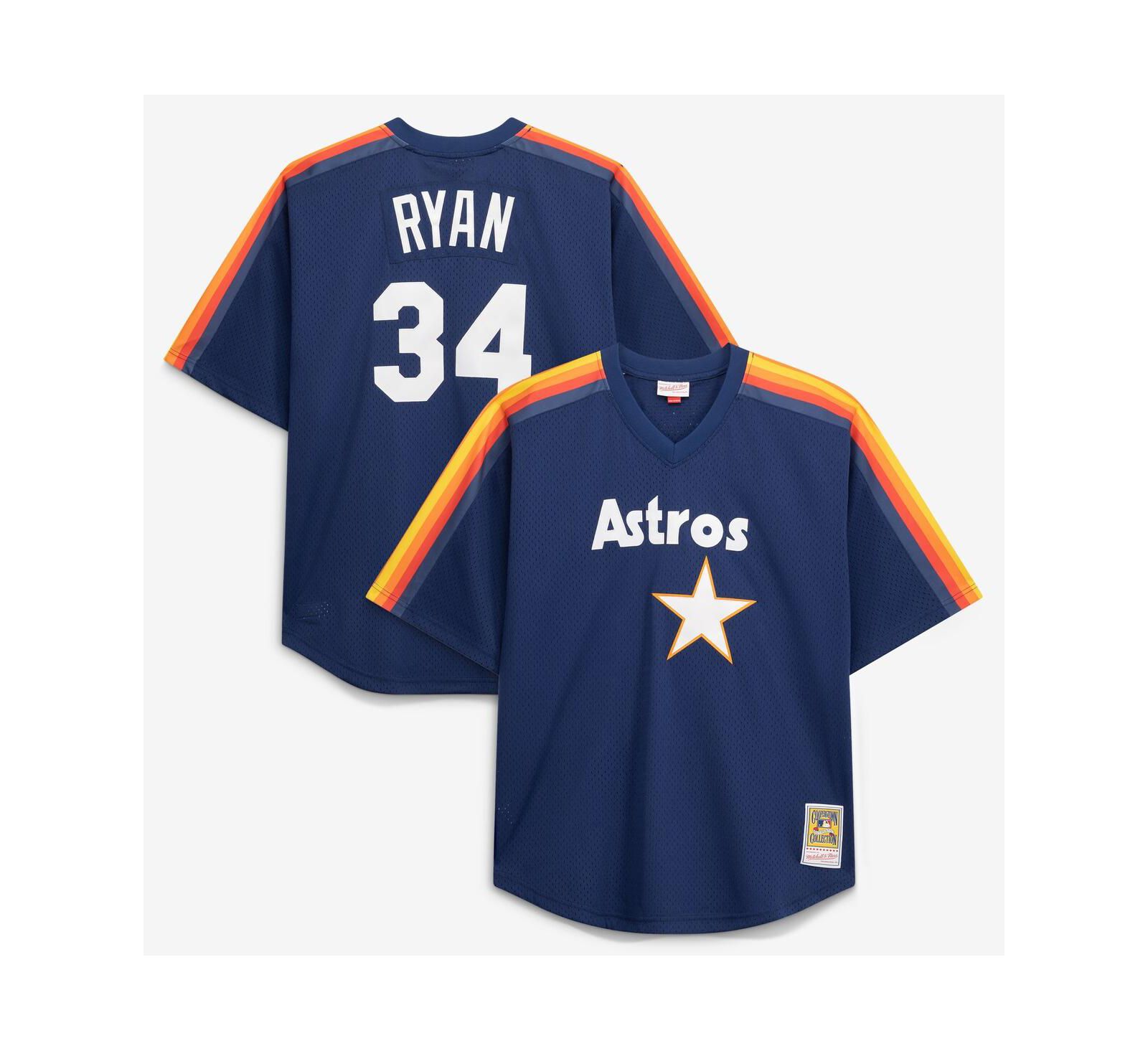 Мужская джерси Mitchell & Ness Nolan Ryan Navy Houston Astros Cooperstown Collection Big & Tall Mesh Batting Practice
