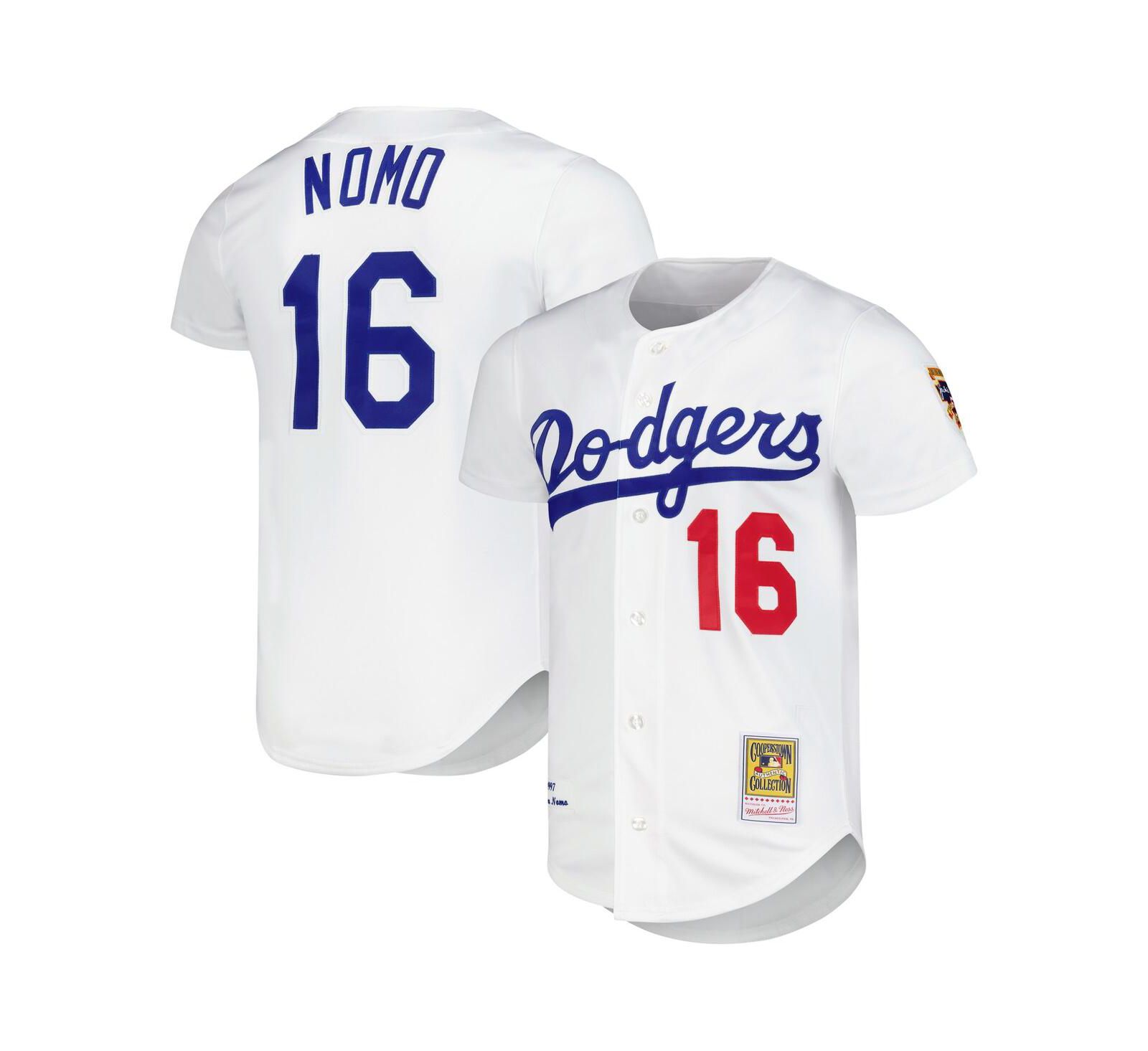 Mitchell & Ness Men's Hideo Nomo White Los Angeles Dodgers Cooperstown Collection Authentic Jersey