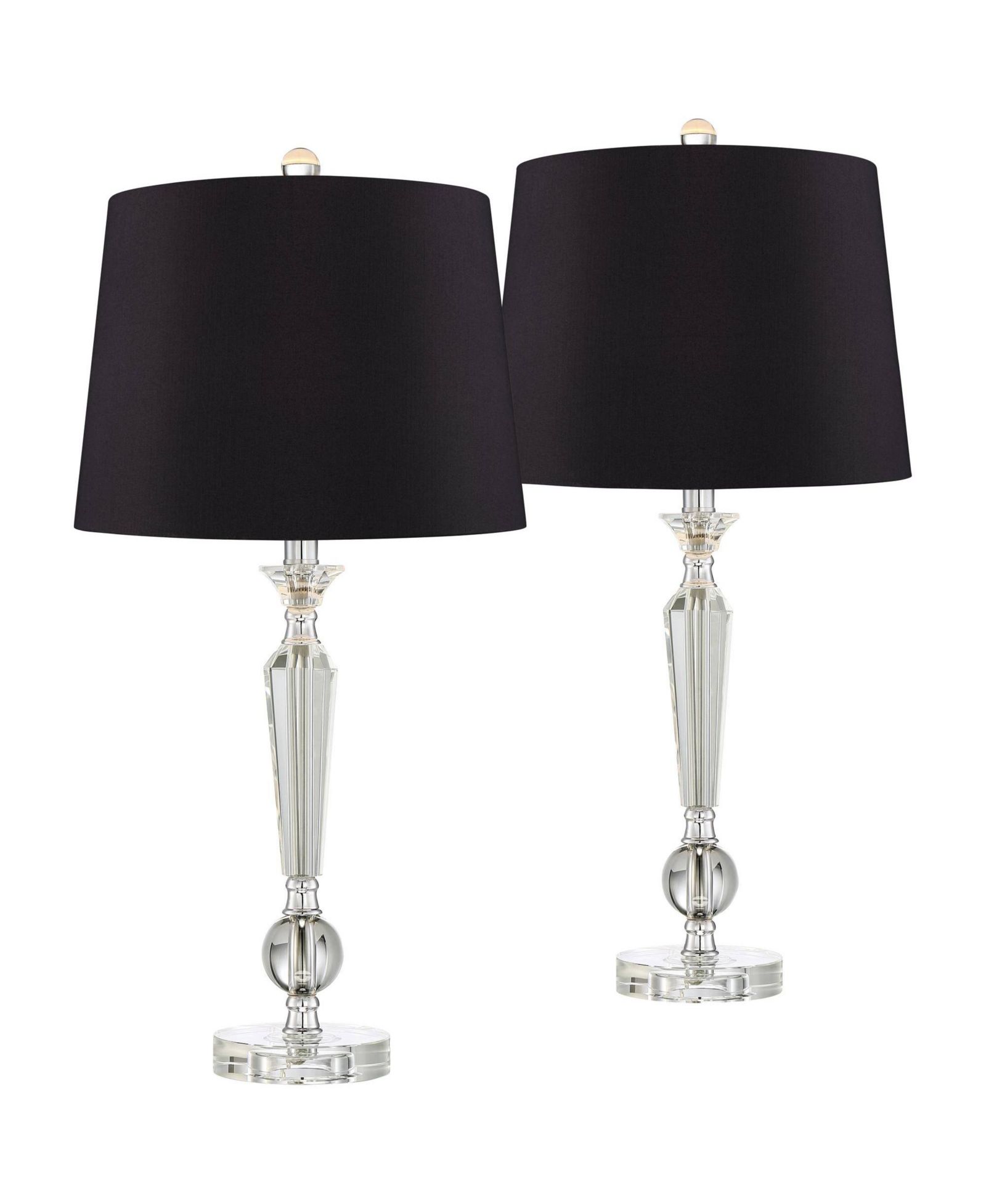 Vienna Full Spectrum Jolie Traditional Glam Table Lamps 26" High Set of 2 stick Clear Crystal Glass Shade for Bedroom Living Room Bedside