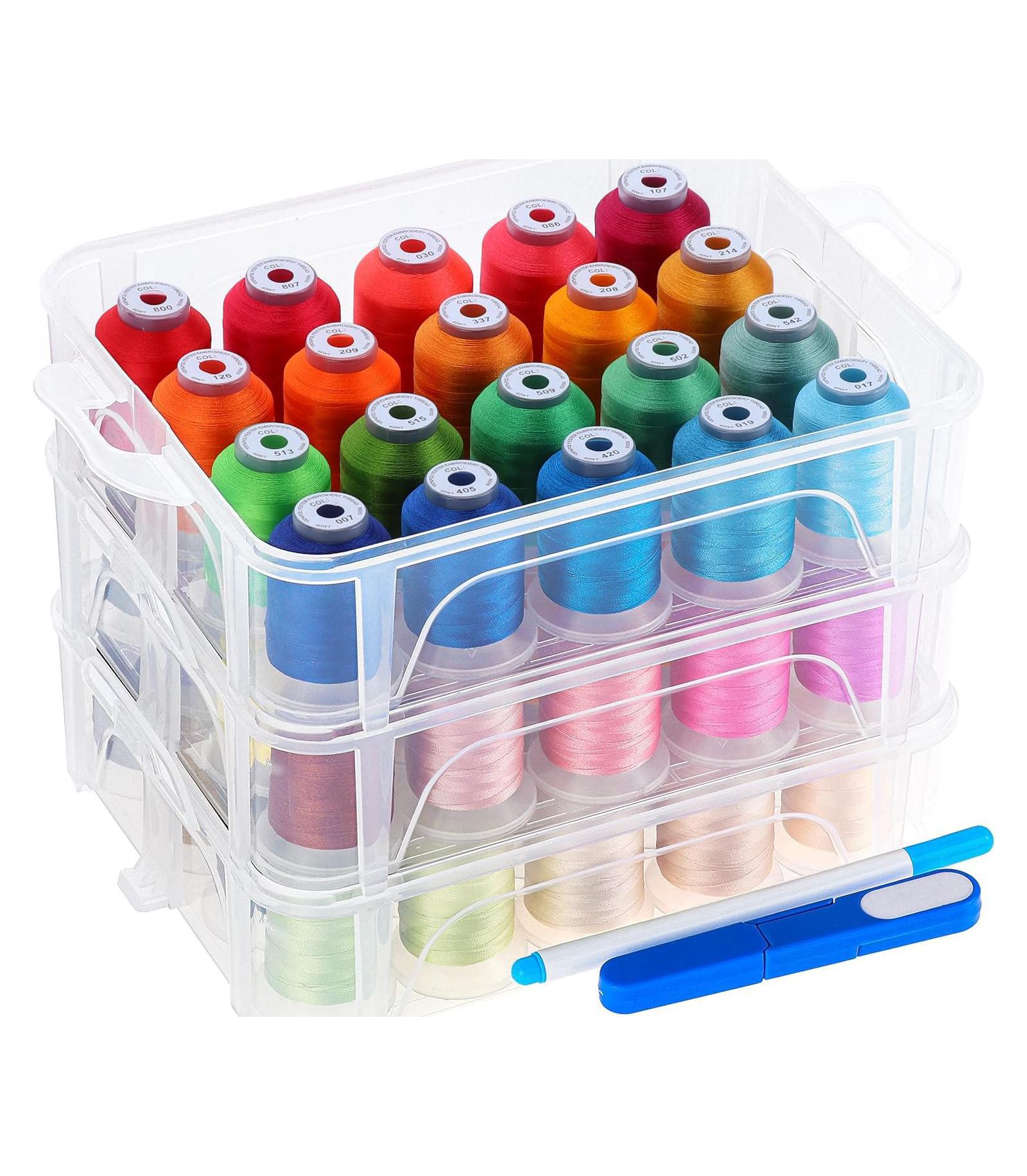 GNUADZ 60 Colors Embroidery Machine Thread Storage Box Sewing Kit