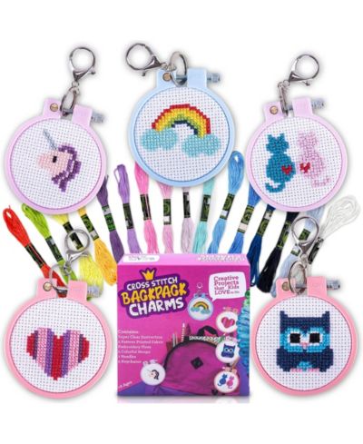 Набор для вышивания GNUADZ 5 kits Cross Stitch Backpack Charms Keychains для детей и начинающих