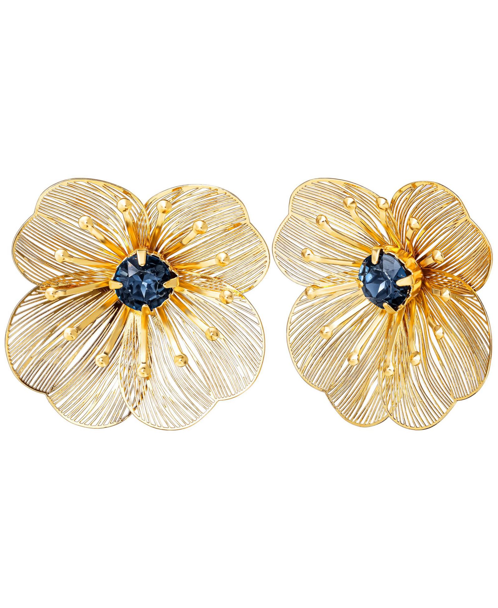 Jessica Simpson Серьги-гвоздики Filigree Flower с кристаллом в центре