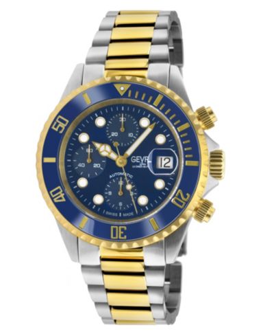 Gevril Мужские часы Wall Street Chrono Swiss Automatic двухцветные с браслетом из SS IPYG