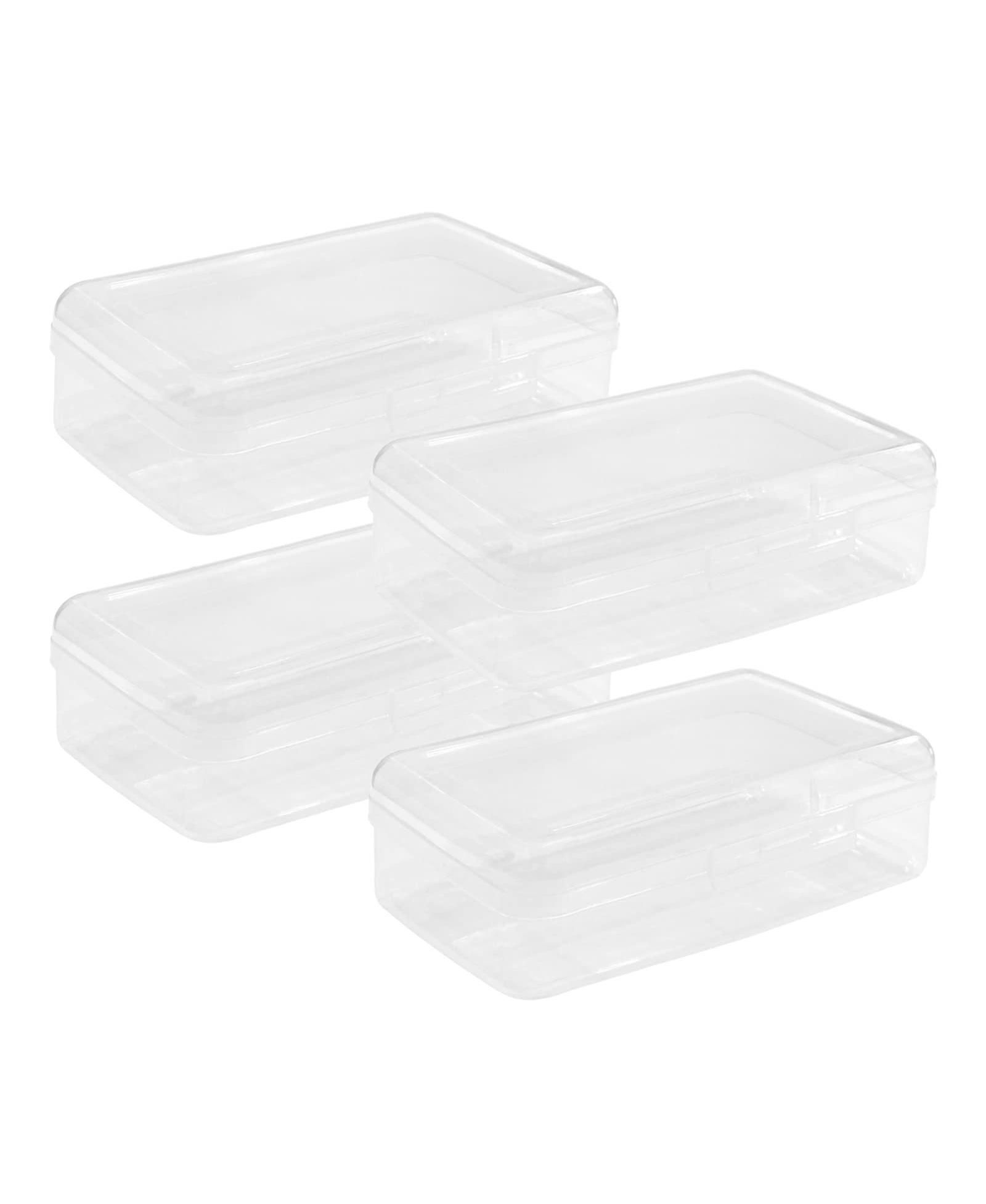 GNUADZ 4-pack Clear Plastic Pencil Box Stackable School Supply Case