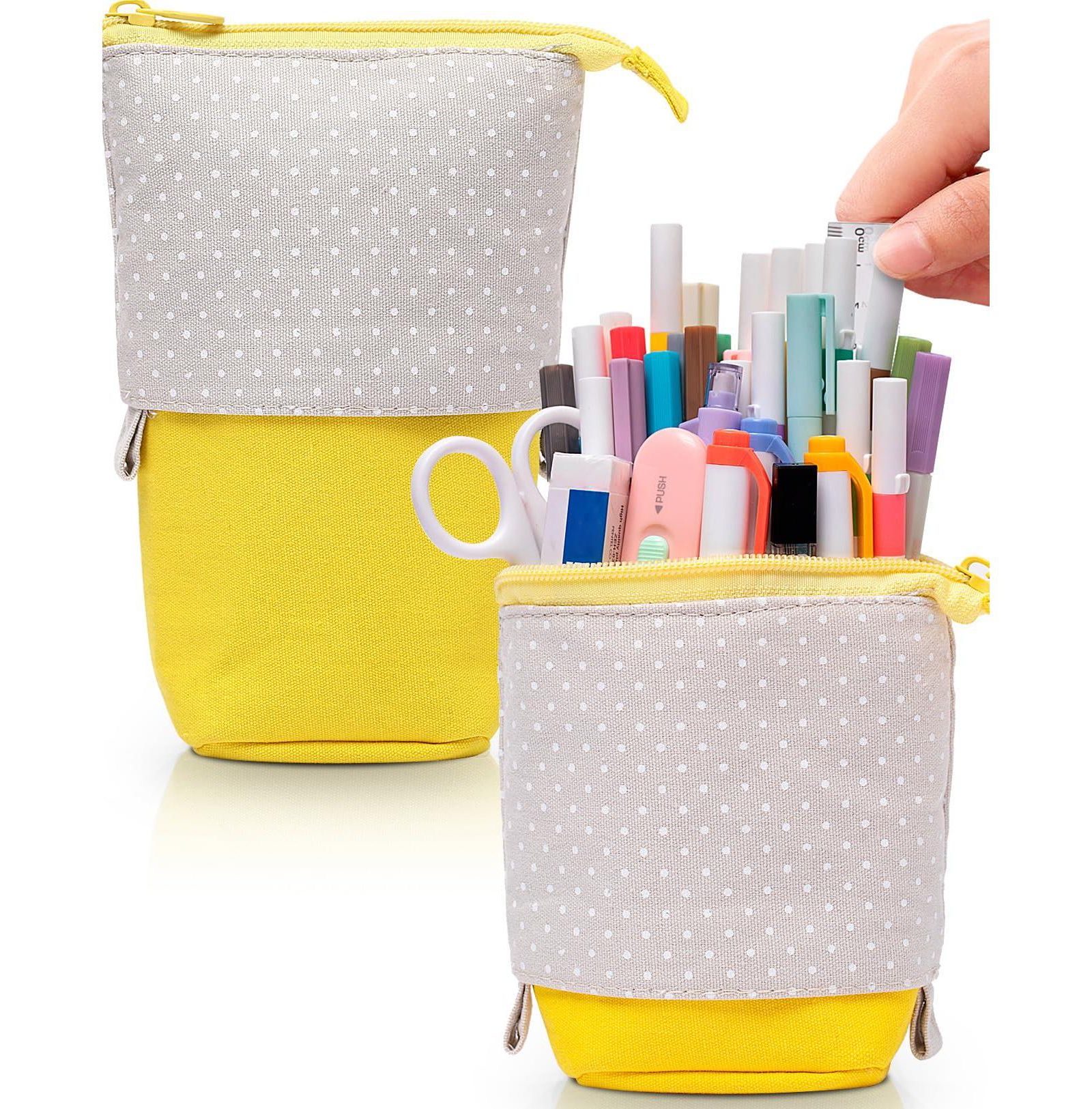 GNUADZ Standing Pencil Case Cute Stand Up Pouch Telescopic Pen Holder School Office Supplies