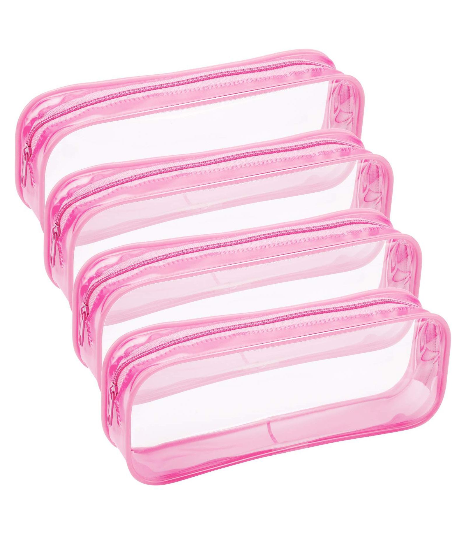GNUADZ 4 pieces Clear PVC Zipper Pouch Travel Makeup Bag