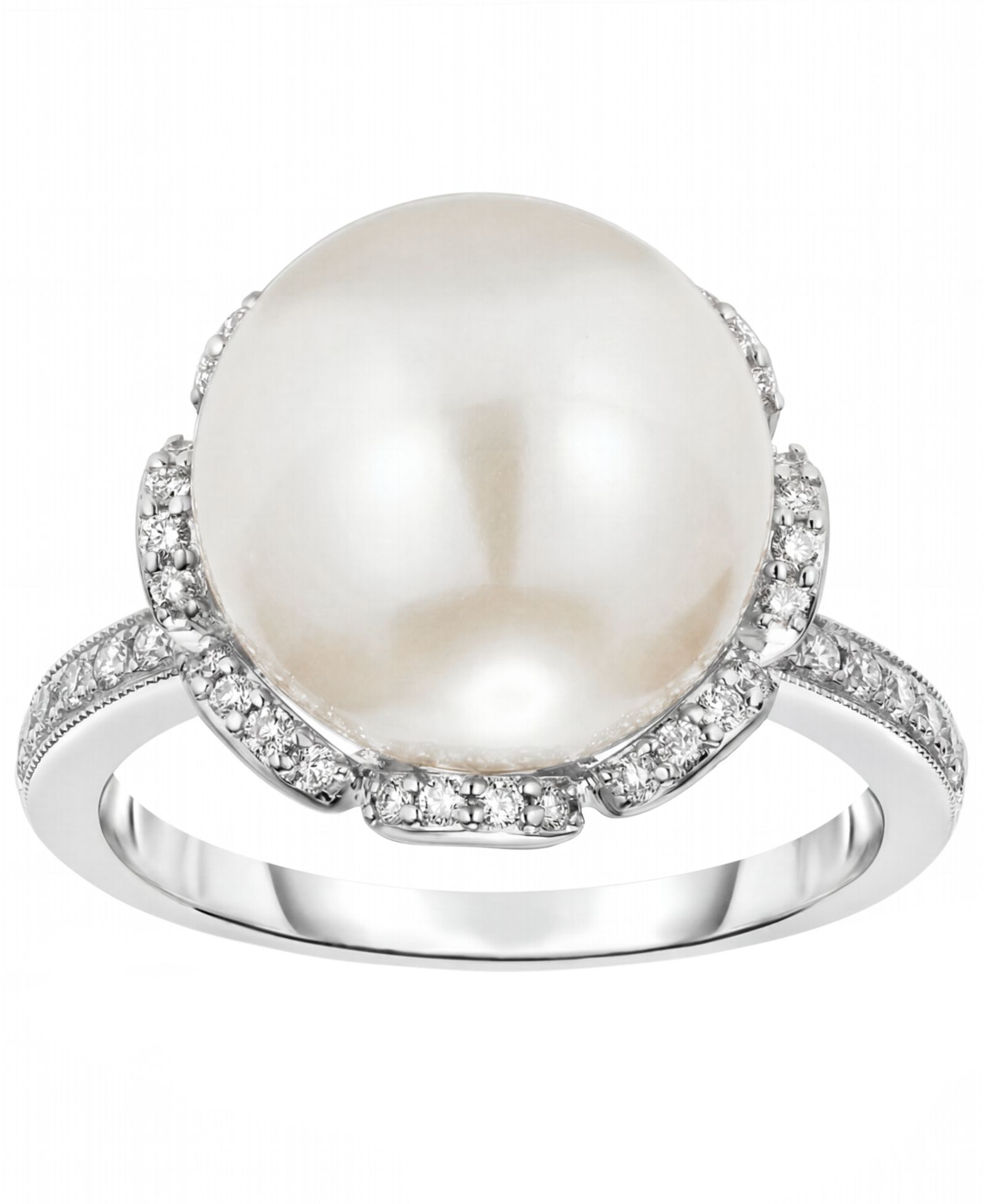Macy's кольцо с культивированным речным жемчугом (11mm) и бриллиантом (1/4 ct. t.w.) из стерлингового серебра 925