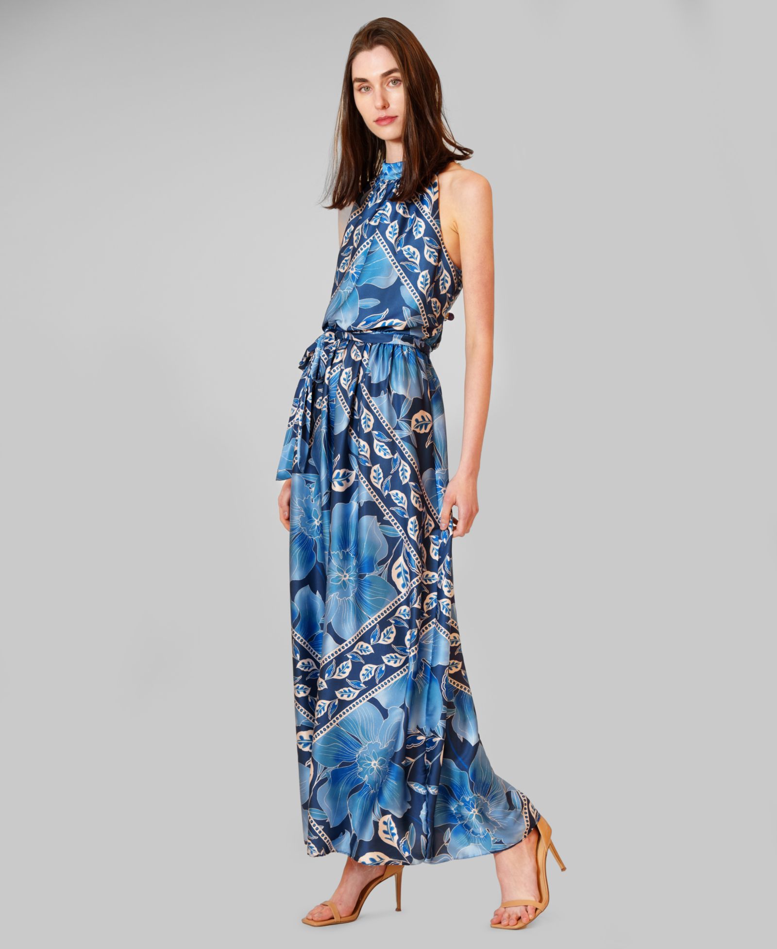 Женское макси-платье julia jordan Printed Satin Halter Neck