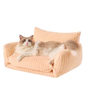 ARONKL Fluffy Plush Cat Bed Double Layer Soft Pet Couch Sofa Nest Comfortable Sleeping Easy Clean For Small Cats Dogs