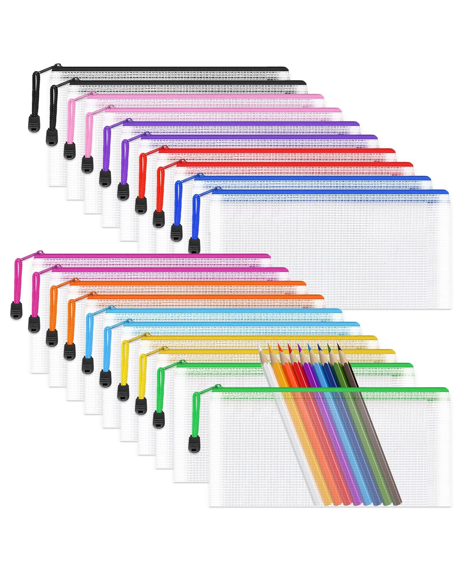 GNUADZ 20pcs Mesh Zipper Pouch A6 Clear Pencil Case Travel Storage Bag