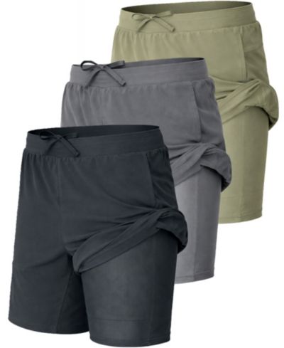 Galaxy By Harvic Men's Elastic Waist Stretch Running Shorts, 3-Pack