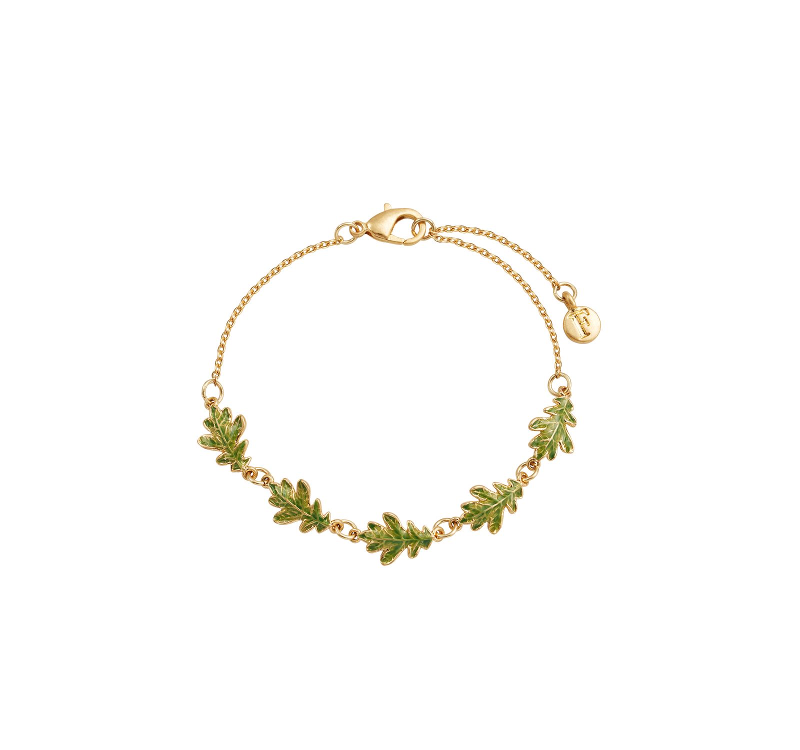 Fable England Золотой браслет Oak Leaf