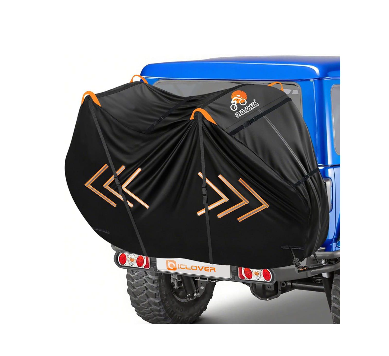 IC ICLOVER 3-Bike Waterproof Bike Rack Cover for Hitch Mount - Heavy Duty 600D Bicycle Transport Cover