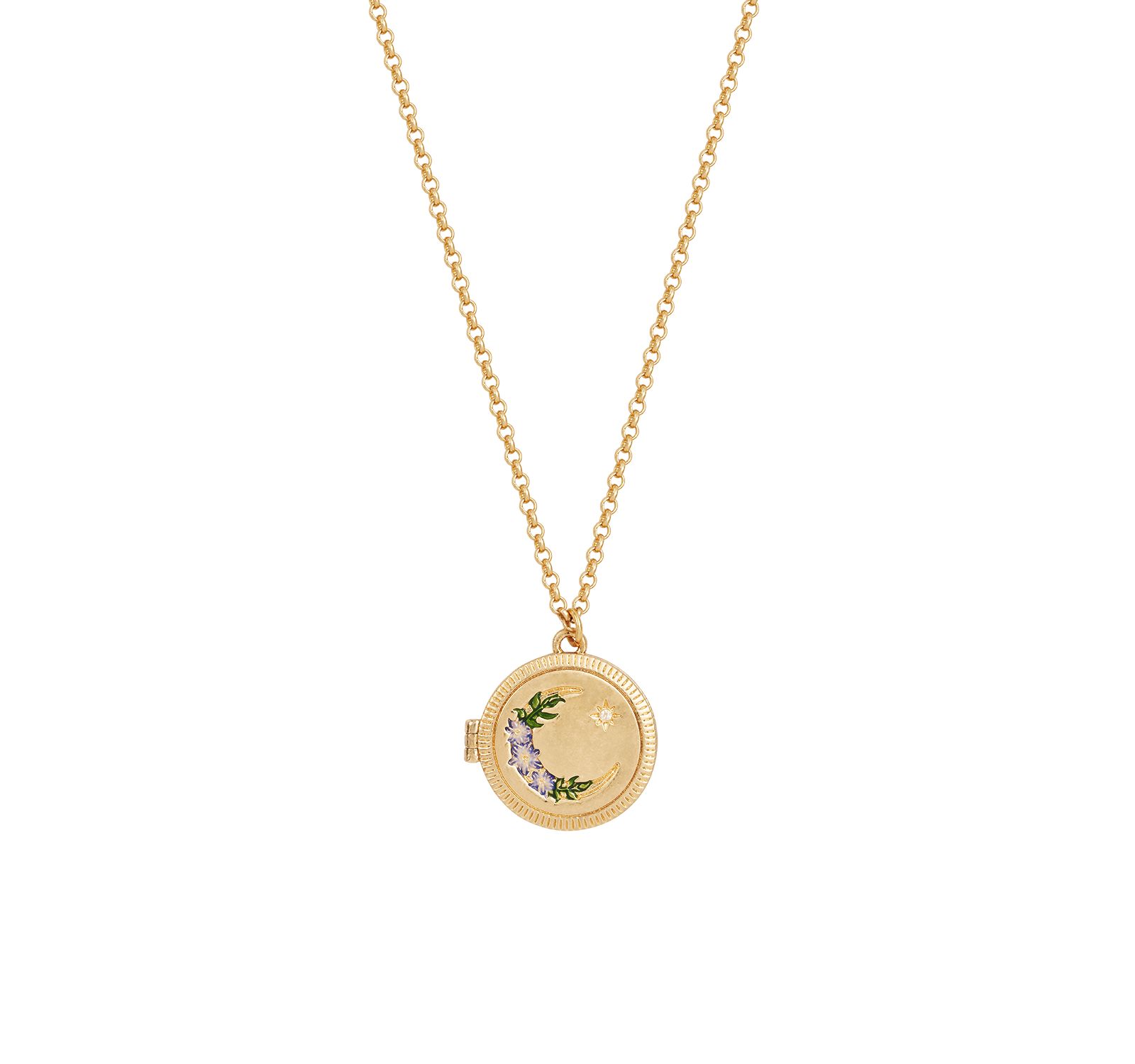 Fable England золотая подвеска-медальон Nightshade Moon Locket Chain Necklace