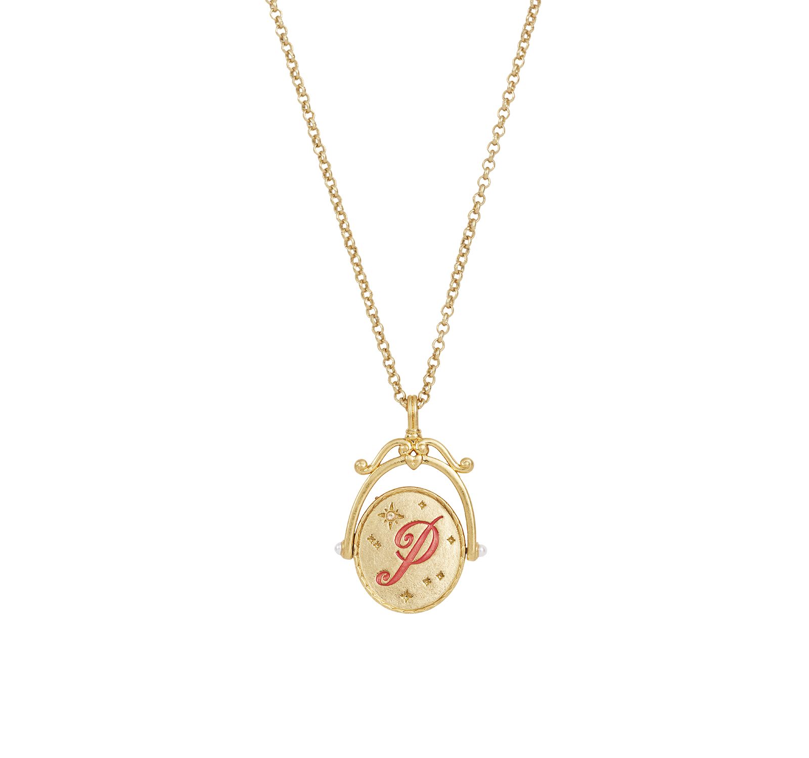 Золотая цепочка с подвеской Fable England P Initial Peony Spinner