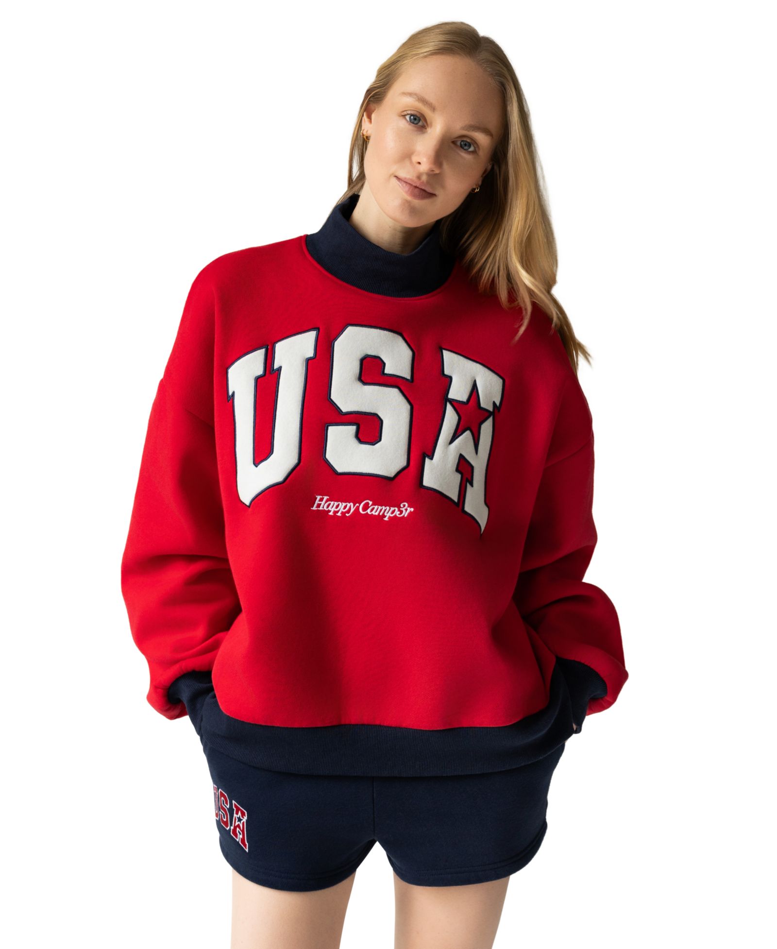 The Happy Camp3r Women's USA Mock Neck Sweatshirt