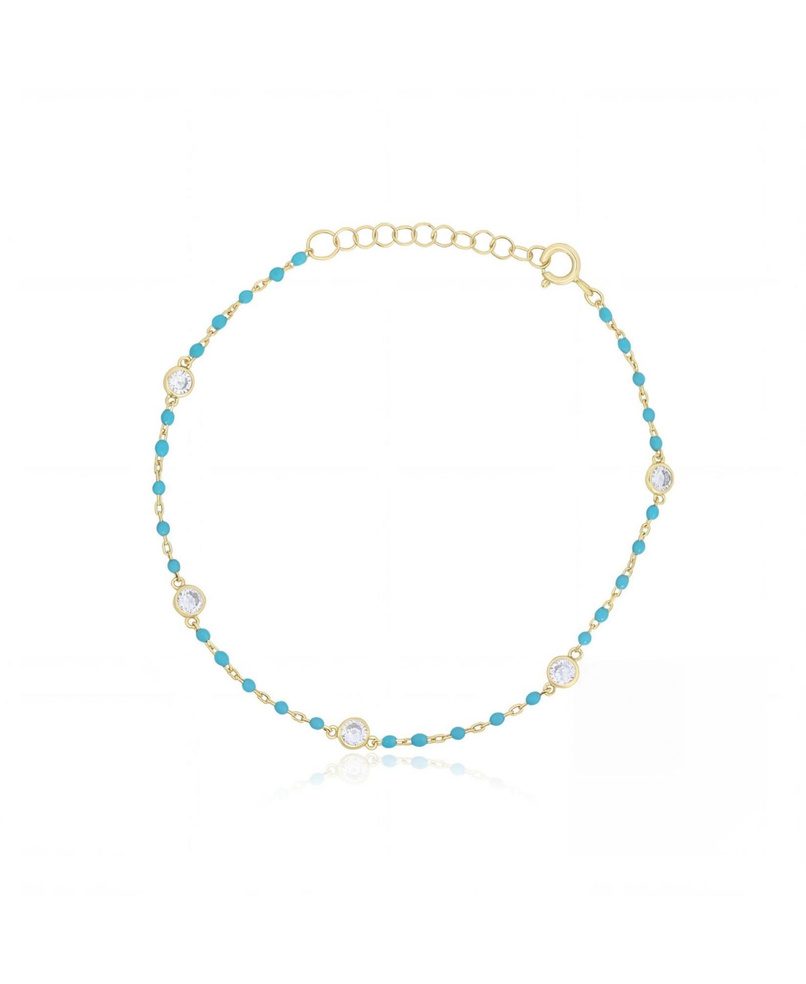The Lovery Light Blue Enamel Bead CZ Chain Bracelet 14K Gold Plated Sterling Silver