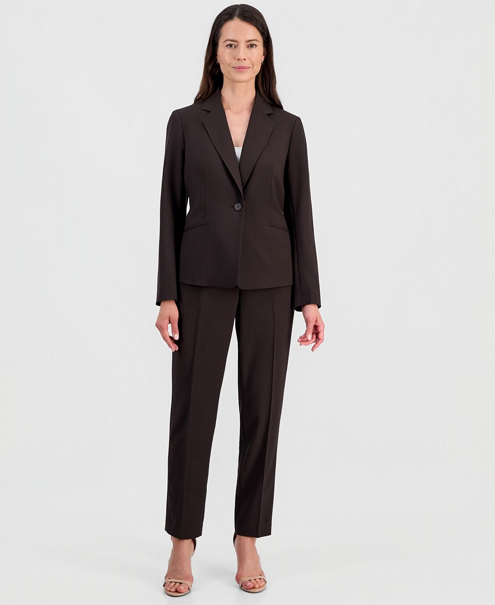 Le Suit Women's One-Button Notch-Collar Jacket & Fly-Front Slim Pants Suit