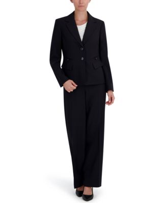 Le Suit Women's Four-Pocket Jacket & Fly-Front Wide-Leg Pants Suit