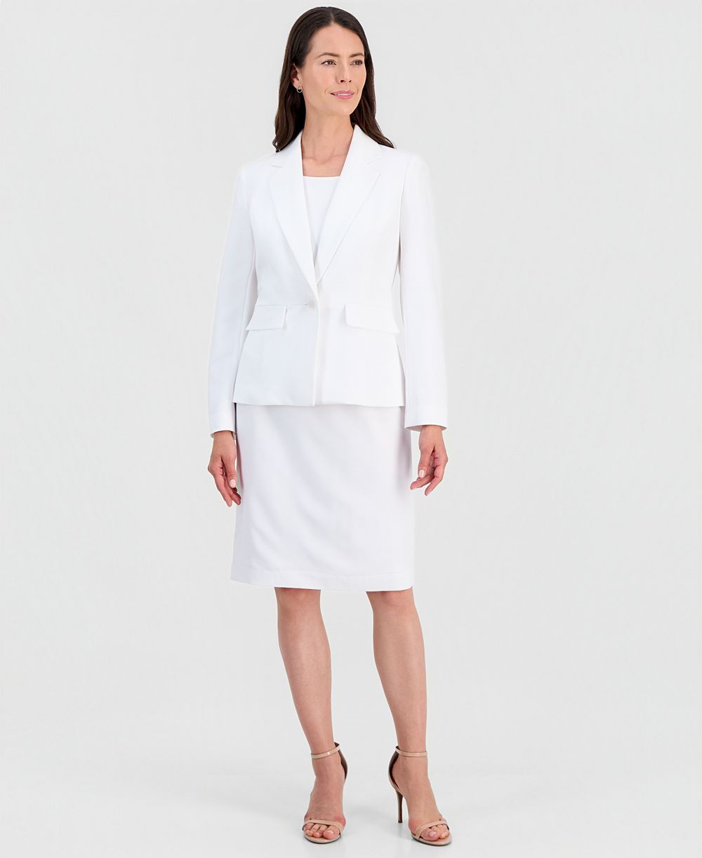 Le Suit Women's One-Button Peplum Jacket & Basic Sheath Dress Suit