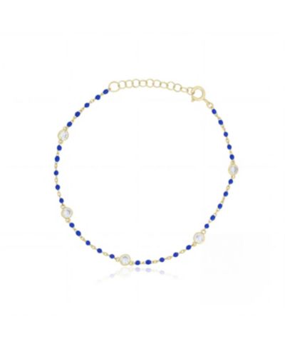 Браслет The Lovery Dark Enamel Bead CZ Chain, 14K Gold Plated Sterling Silver