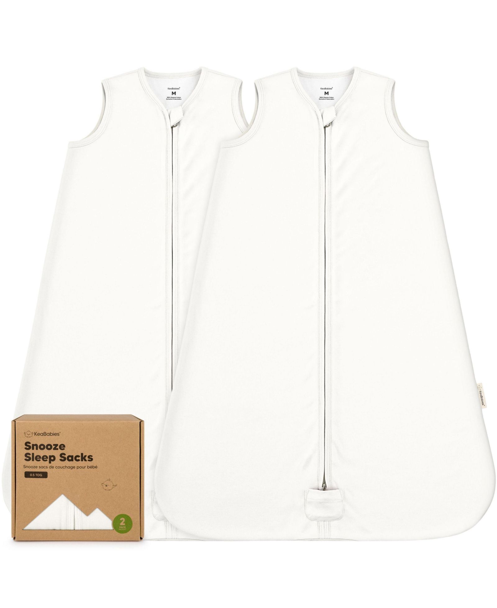 KeaBabies 2-Pack Snooze детские спальные мешки, хлопковое одеяло, мягкий спальный мешок для малышей, гладкая молния