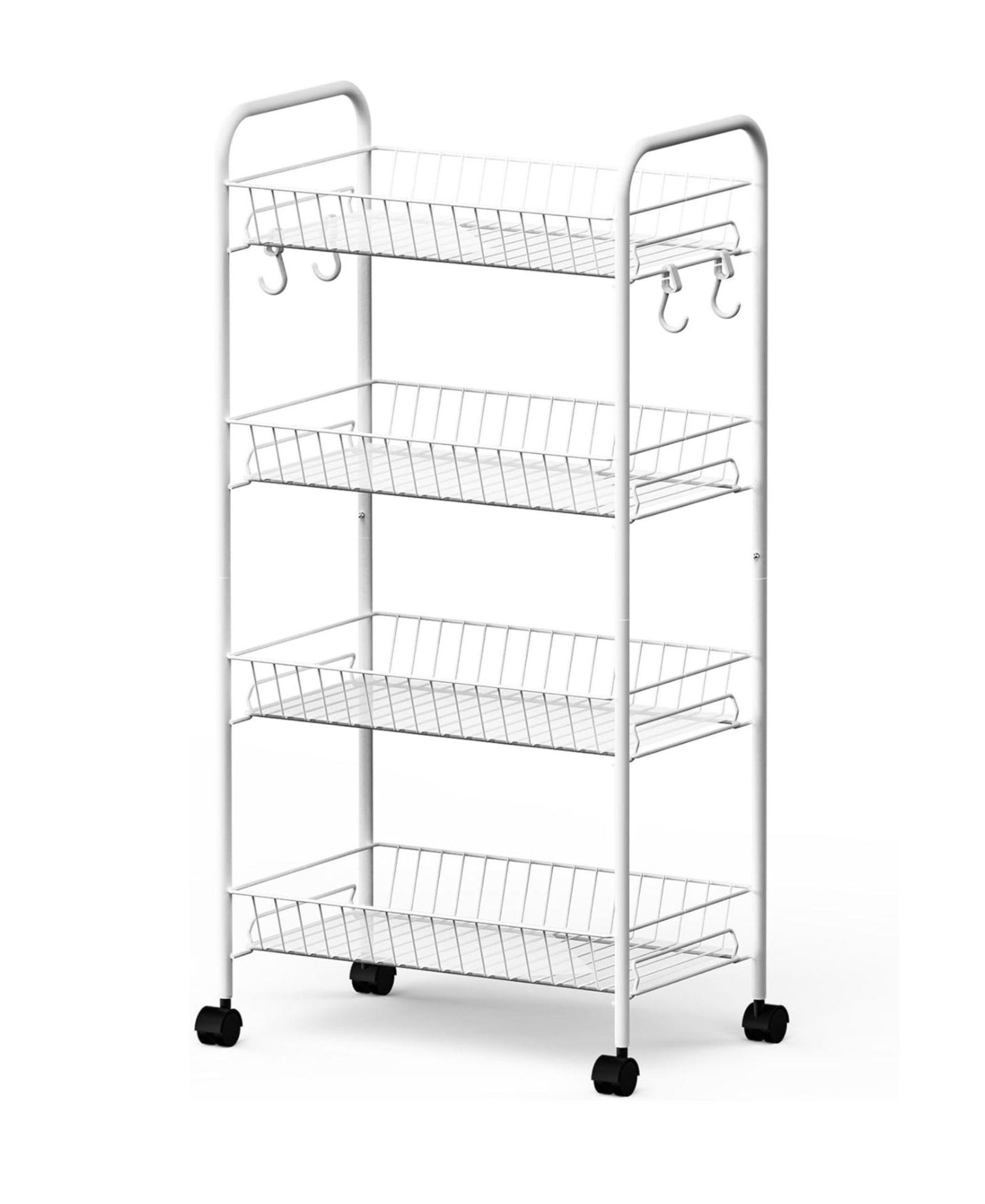 Mythinglogic 4 Tier Rolling Cart with 360degree(s)Wheels, Snack Cart, Removable Wire Baskets