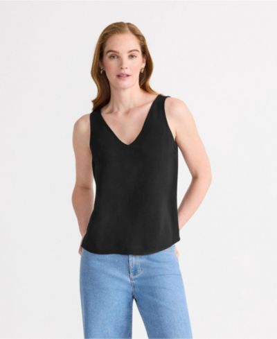 Lands' End Women's Creaseless V-neck Sleeveless Top