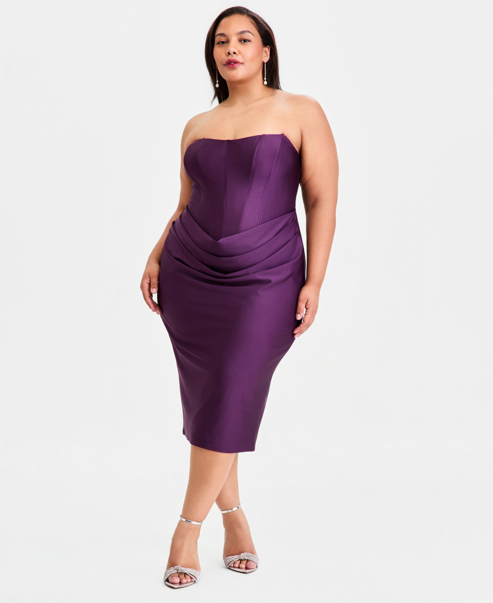 Женское облегающее платье B Darlin из атласа Plus Size без бретелек