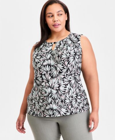 Kasper Трикотажный топ без рукавов с вырезом-ключом, Plus Size
