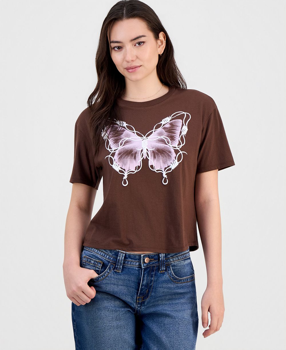 Футболка Rebellious One Juniors' Barbed Wire Butterfly Graphic