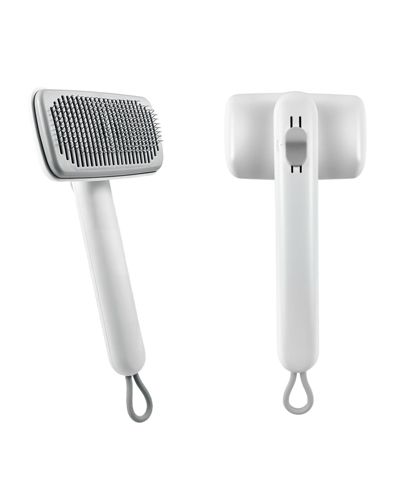 ARONKL Self Cleaning Deshedding Cat Brush Adjustable 2 Level Pins One Click Cleaning Ergonomic Handle For Small Pets