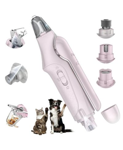 ARONKL 2in1 Pet Clippers Grinder with LED Lights Rechargeable Low Noise Safety Guard for Dogs Cats